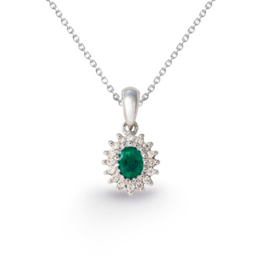 Pingente Detalhe Oval Esmeralda - Pingentes de pedras verdes