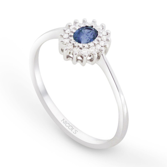Anillo Zafiro Oval Detail - Anillos de Promesa Diamantes