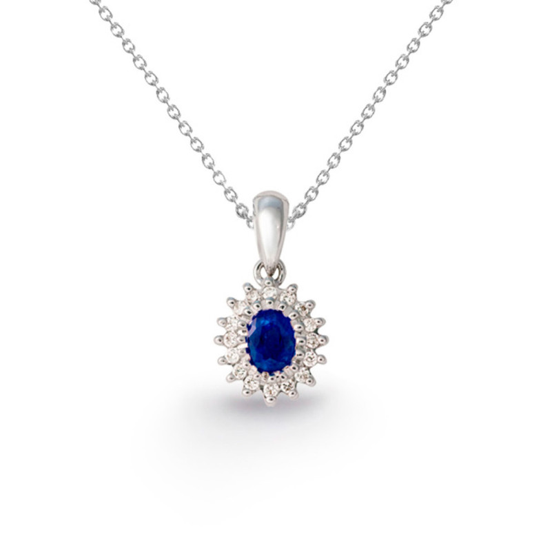 Sapphire pendant OVAL DETAIL - Blue Stone Pendants