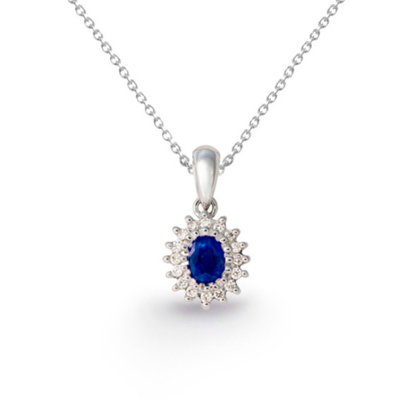 Detalhe oval Zafiro Pingente - Colgantes de Piedras Azul
