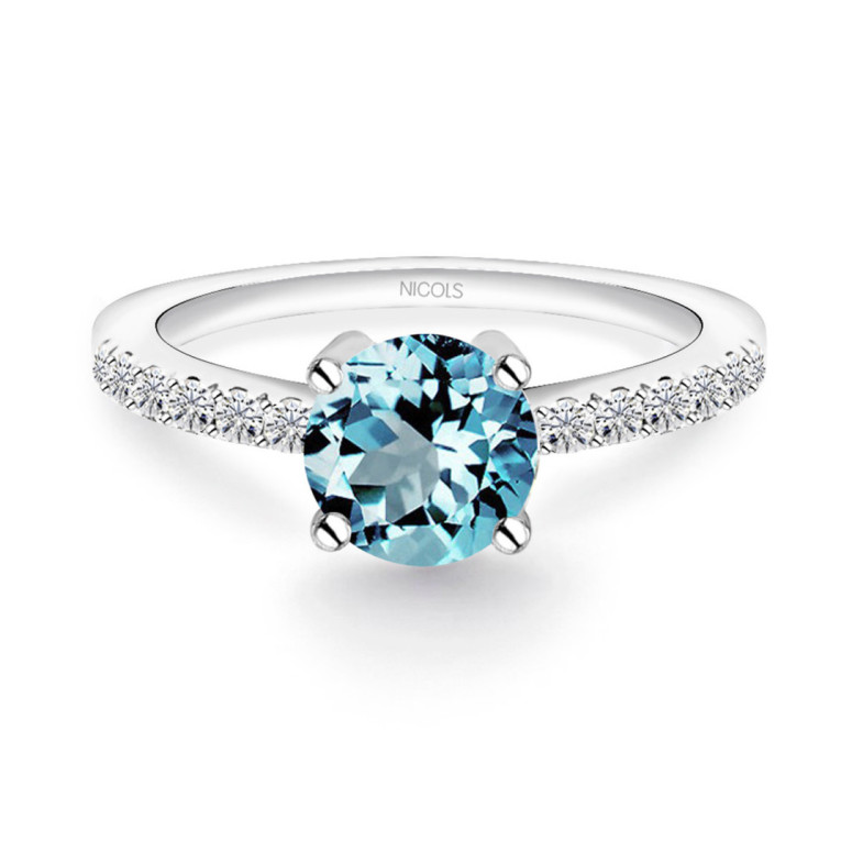 Anillo Zircón Y Diamantes Aniversario Dafne - Bagues Autres pierres précieuses