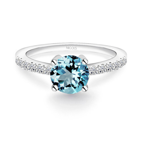 Anillo Zircón Y Diamantes Aniversario Dafne - Bagues Autres pierres précieuses