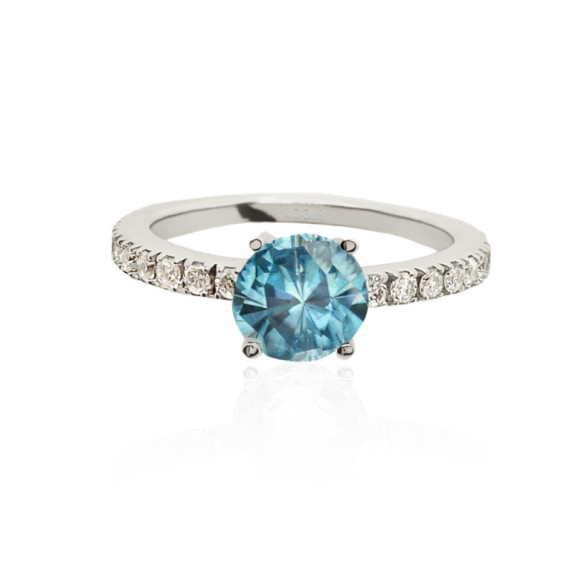 Anillo Zircón Y Diamantes Aniversario Dafne - Bagues Autres pierres précieuses
