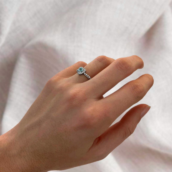 Anillo Aguamarina Triangle - Anillos Otras Piedras Preciosas