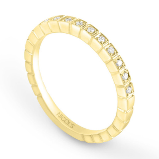 Anel de diamante com ameias em ouro amarelo - Alianças brilhantes 2