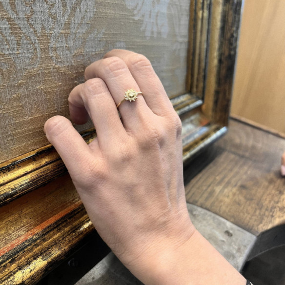 Anillo Vintage Oro Y Diamantes Snow Flower - Talla Brillante