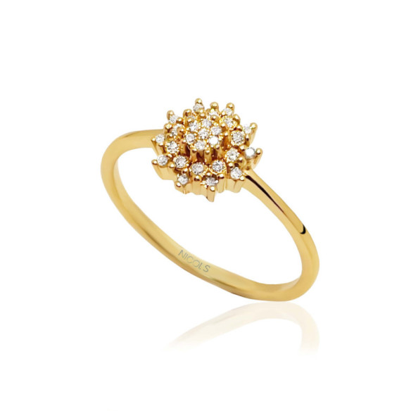 Anillo Vintage Oro Y Diamantes Snow Flower - Talla Brillante