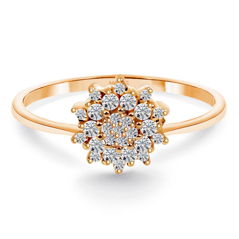 Vintage Gold and Diamonds Ring SNOW FLOWER - Diamond Rings
