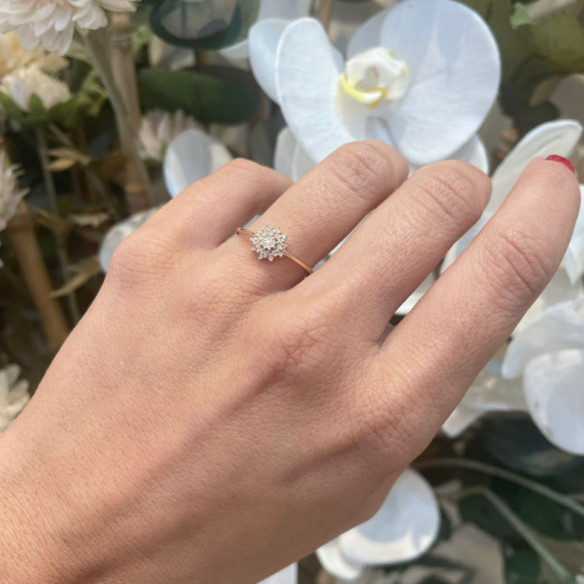 Anillo Vintage Oro Y Diamantes Snow Flower - Anelli di diamanti