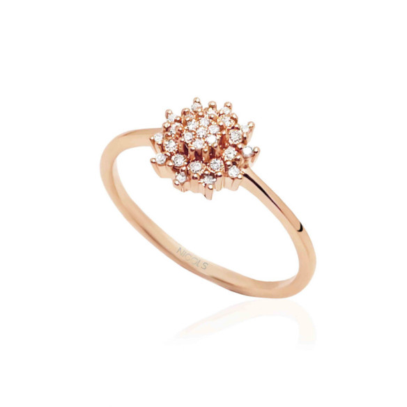 Anillo Vintage Oro Y Diamantes Snow Flower - Bagues de diamant