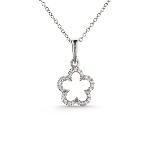 Gold Flower Necklace LITTLE DETAILS - Diamond pendants
