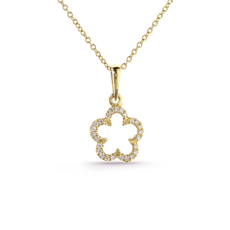 Kragen Gold Blume Kleine Details - Diamantanhänger