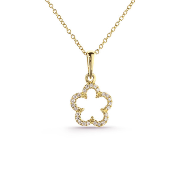 Kragen Gold Blume Kleine Details - Diamantanhänger