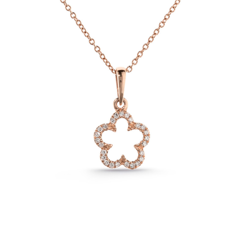Colar flor de ouro pequenos detalhes - Pingentes de diamantes