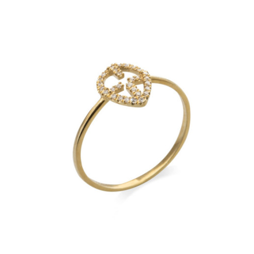 Gold Ring Kreuz Kleine Details - Brillant