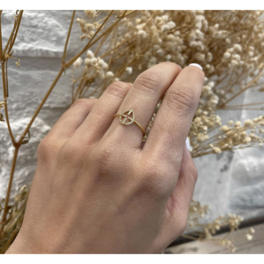 Anillo Oro Cruz Little Details - Talla Brillante 2