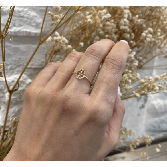 Anillo Oro Cruz Little Details - Talla Brillante