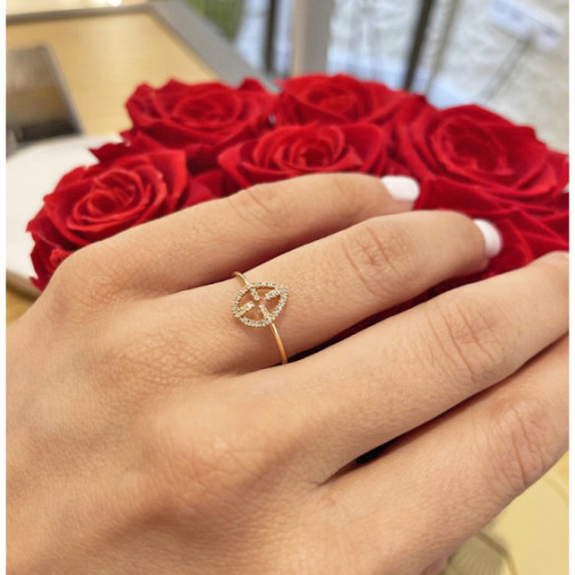 Gold Cross Ring LITTLE DETAILS - Diamond Rings 2