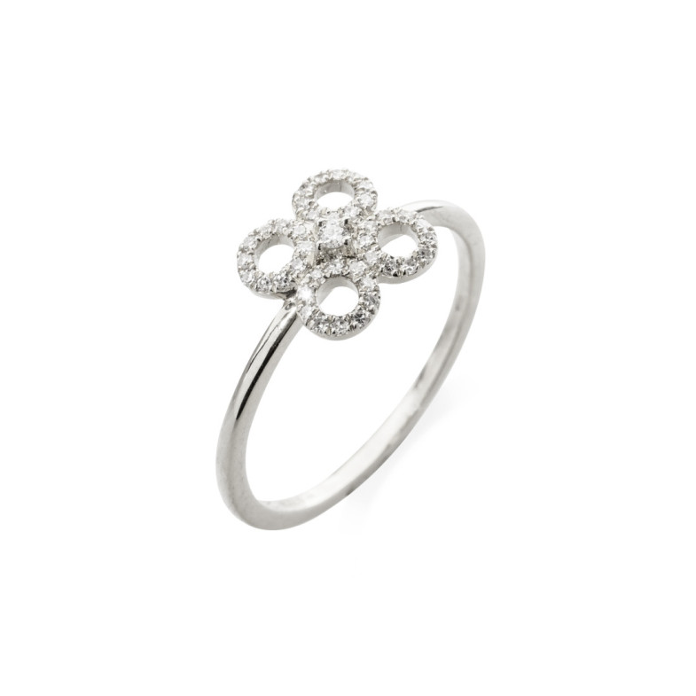 Round Flower Diamond Ring LITTLE DETAILS - Diamond Rings