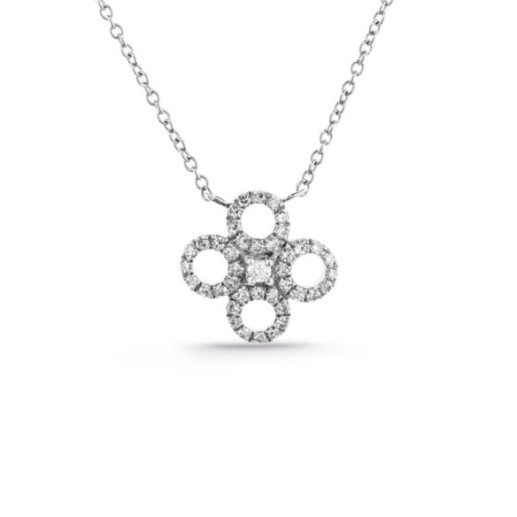 Round Flower Diamonds Necklace LITTLE DETAILS - Diamond Necklaces