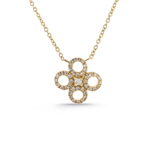 Gold Round Flower Necklace LITTLE DETAILS - Diamond Necklaces