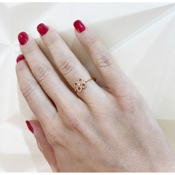 Anillo Diamantes Flor Redonda Little Details - Talla Brillante