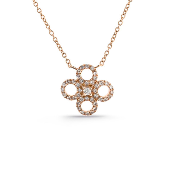 Gold necklace Round Flower LITTLE DETAILS - Diamond Necklaces