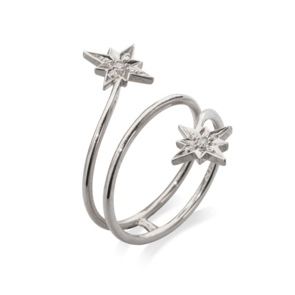 Anillo Diamantes Estrella Fugaz Cola Doble Little Details - Diamantringe