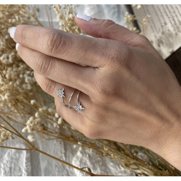 Anillo Diamantes Estrella Fugaz Cola Doble Little Details - Anillos de Diamantes