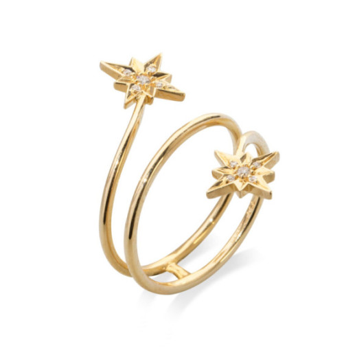 Anillo Diamantes Estrella Fugaz Cola Doble Little Details - Talla Brillante