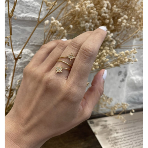 Anillo Diamantes Estrella Fugaz Cola Doble Little Details - Talla Brillante 2