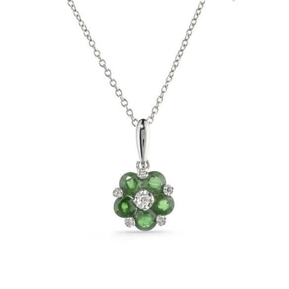 Colgante Flor Esmeraldas Mini Details - Colgantes de Piedras Verde