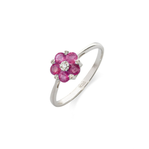 Anillo Flor Rubí Mini Details - Bagues rubis