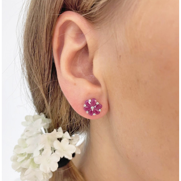 Pendientes Oro Rubí Mini Details - Pendientes de Rubi