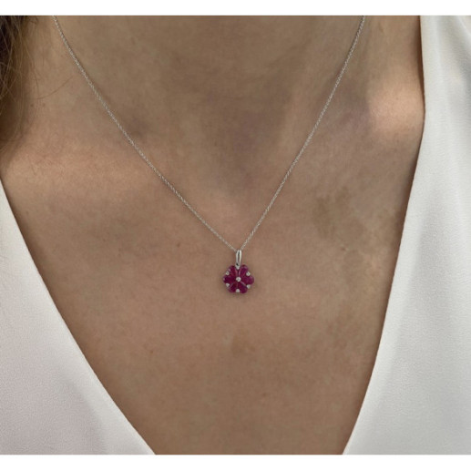 Colgante Oro Rubí Flor - Pendentifs de pierre rouges 2