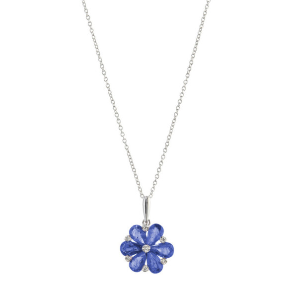 Pendente in oro Zafiros Flower - Colgantes de Piedras Azul
