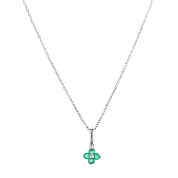 Fiore pendente in oro smeraldo - Pendenti di pietre verdi