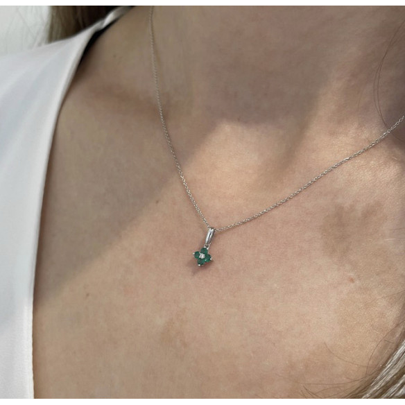 Fiore pendente in oro smeraldo - Pendenti di pietre verdi