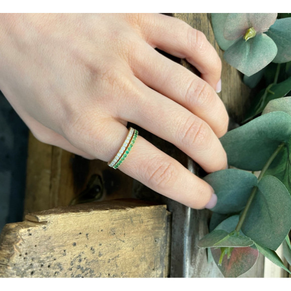 Anillo Granate Verde Dafne Band - Anillos Otras Piedras Preciosas