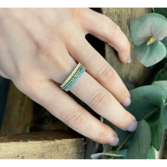 Green Garnet Stackable Ring DAFNE BAND - Rings other precious stones