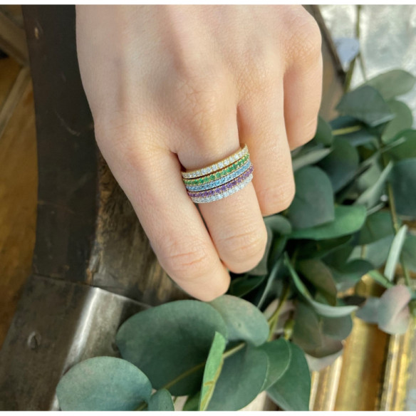 Anillo Granate Verde Dafne Band - Anéis Outras pedras preciosas