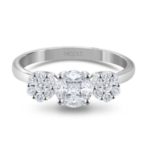 Anillo Diamantes Rosetón Diamond Classic - Talla Brillante