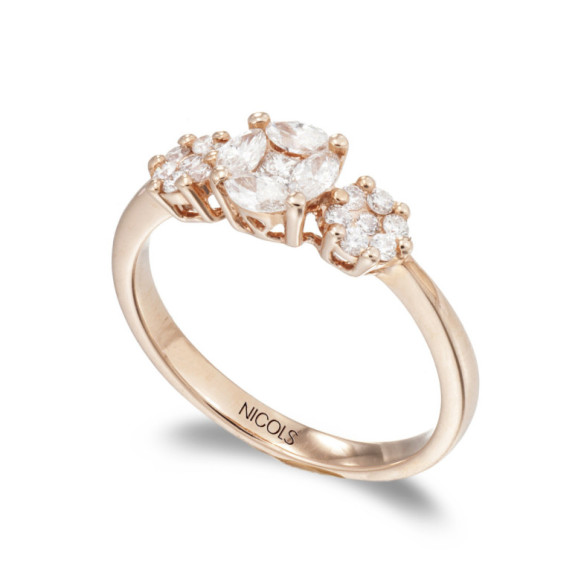 Anillo Diamantes Rosetón Diamond Classic - Talla Brillante