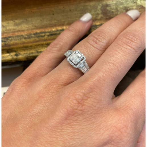 Anillo Compromiso Aniversario Wedding Band - Talla Baguette 2