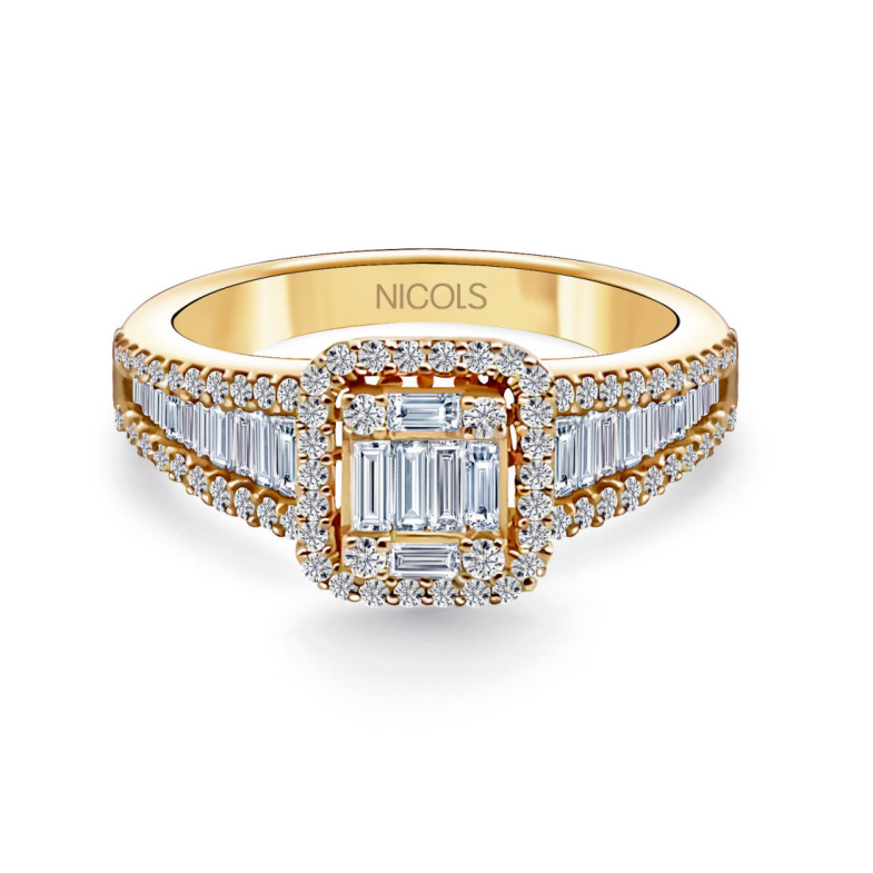 Anillo Diamantes Aniversario Wedding Band - Talla Baguette