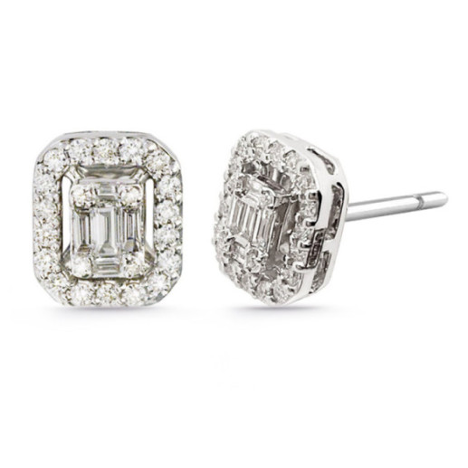 Diamante Brincos Dormilonas Quadrado - Brincos de noiva