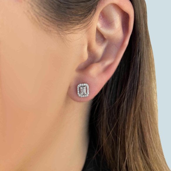 Pendientes Diamantes Dormilonas Square - Pendientes de Novia