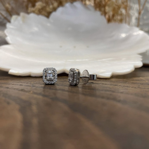Pendientes Diamantes Dormilonas Square - Pendientes de Novia