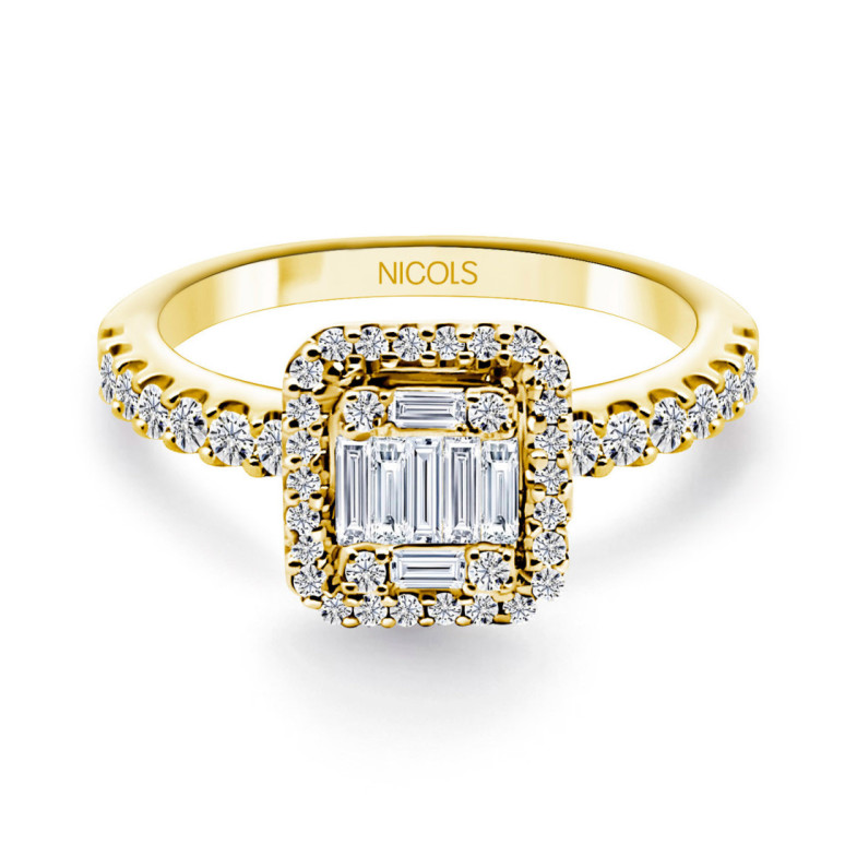 Anillo Diamantes Aniversario Wedding Band - Sculpture baguette