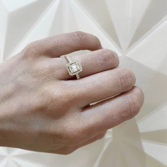 Anillo Diamantes Aniversario Wedding Band - Baguette de escultura
